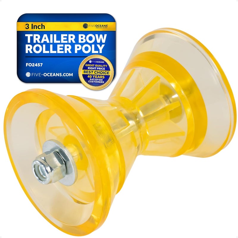 Five Oceans Boat Trailer Roller - Marine Boat Roller for Trailer, Clear Yellow Bow Boat Roller Poly - Image 1